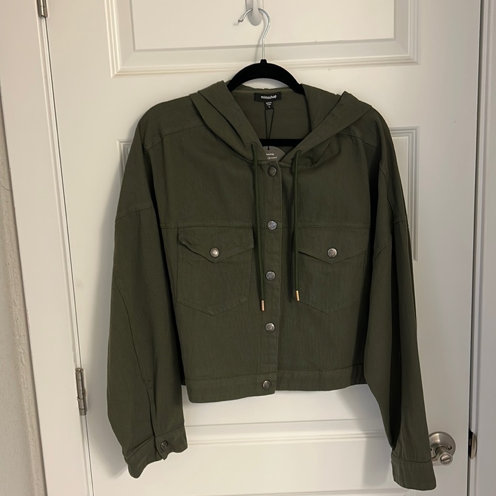 Oversized Olive Green Cropped Jacket